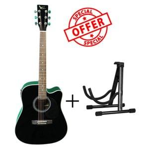 Swan7 SW41C Black Semi Acoustic Equalizer Guitar with Stand
